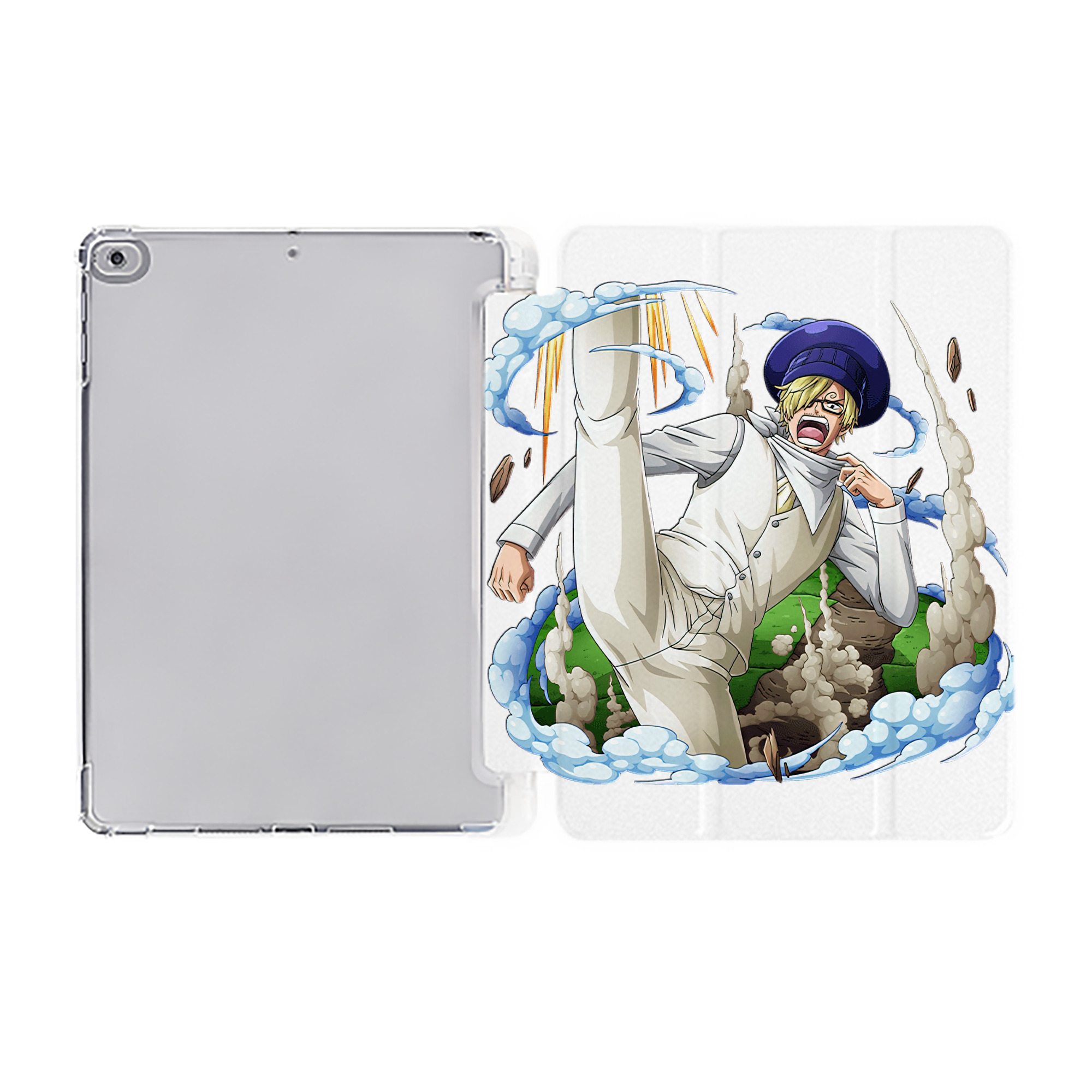 （画像用） ワンピース サンジ ONE PIECE Sanji IPad ケース ペン収納付き 三つ折りスタンド PUレザー×シリコン 対応機種9.5/10.5/10.9インチ
